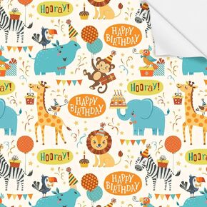 Birthday Wrapping Paper For Kids Girls Boys, Animals Party Design Gift Wrap Paper for Birthday Baby Shower, 4 Sheets Folded Flat 20x28 Inches Per Sheet