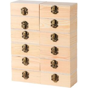 12 pcs Small Wooden Box for Crafts, 4.3inX2.3inX1.8in Unfinished Wooden Box with Lid Keepsake Box for Jewelry Storage DIY Crafts