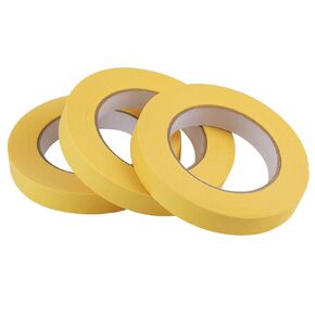 Lichamp 3-Pack Automotive Refinish Masking Tape Yellow 18mm x 55m, Cars Vehicles Auto Body Paint Tape, Automotive Painters Tape Bulk Set 0.7-inch x 60 Yards x 3 Rolls