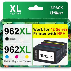 LEMERO UTRUST 962XL 962 Ink Cartridges Remanufactured for HP 962XL Ink Cartridges Combo Pack for Officejet Pro 9015e 9025e 9018e 9010 9020 Printer (Black, Cyan, Magenta, Yellow, 4-Pack)