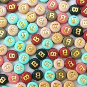 200PCS Round Letter Beads,4x7mm Color Acrylic Alphabet Beads Vowel Letter A Beads with Letters for Bracelet Making Necklace Keychain Jewelry DIY (Letter A)