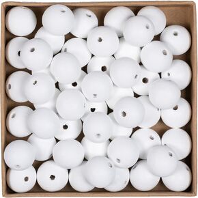 Decoendiy 100 Pieces Wood Beads for Crafts 20mm Colored Round Wooden Beads Natural Farmhouse Polished Loose Spacer Beads Wood Ball for Home Decor DIY Crafting (Navy Blue)