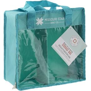 Missouri Star Storage Bag for Precut Fabrics for Quilting Sewing Box Organizer Holds Fat Quarters, Charm Packs, Layer Cakes Canvas Carrying Case with Removable Dividers, Small Aqua (NOT4996)