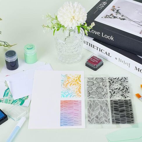 CRASPIRE Vintage Pattern Clear Stamps Stripe Lines Reusable Retro Background Transparent Silicone Stamp Seals for Journaling Card Making DIY Scrapbooking Photo Album Decorative in Saudi Arabia