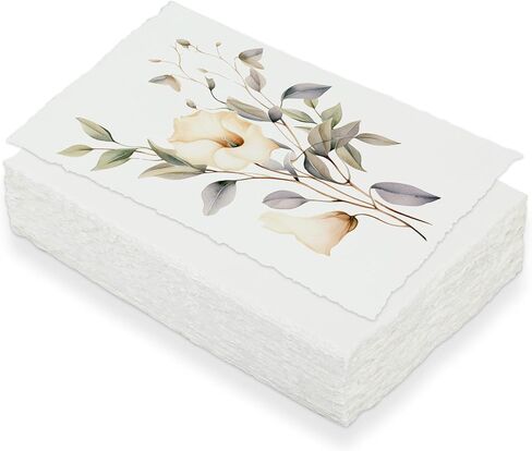 100 Sheets Watercolor Paper 4 x 6 inch, 150 GSM White Deckled Edge Paper Rough/Textured Handmade Cotton Paper for Watercolors, Drawing, Wedding Invitations, Cards, Crafts in Saudi Arabia