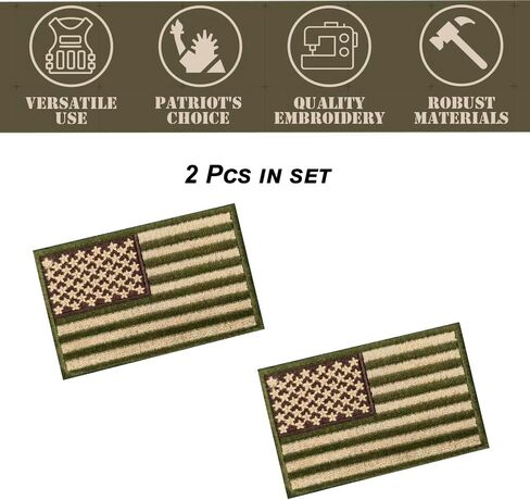 Multicam Tactical Patches of US American Flag 2 Pcs Hook and Loop Patches Sew On Embroidered American Flag Patch Applique for Backpacks Caps Hats Jackets Pants Rectang Military Army Uniform Emblems in Kuwait