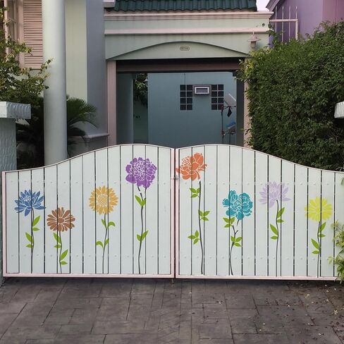 Keluna Large Flower Stencils - 10 Pcs for Painting on Walls & Wood Fence - Sunflower & Peony Designs in Saudi Arabia
