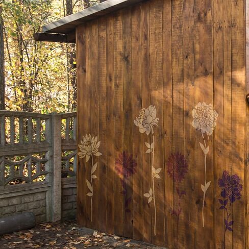 Keluna Large Flower Stencils - 10 Pcs for Painting on Walls & Wood Fence - Sunflower & Peony Designs in Saudi Arabia
