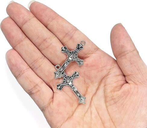 100PCS Cross Alloy Charms, Antique Silver Plated Cross Pendants Findings Charm, Jesus Cross Alloy Charms, Cross Alloy Dangle Charms for Keychain Necklace Bracelet Earrings Jewelry Making DIY Crafts in Kuwait