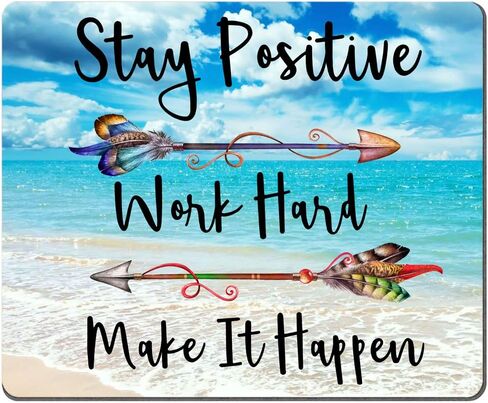 Mouse Pad Custom Design, Stay Positive Work Hard and Make It Happen Motivational Sign Inspirational Quote Mouse Pad Motivational Quotes for Work in Kuwait