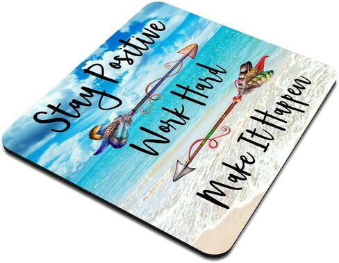 Mouse Pad Custom Design, Stay Positive Work Hard and Make It Happen Motivational Sign Inspirational Quote Mouse Pad Motivational Quotes for Work in Kuwait
