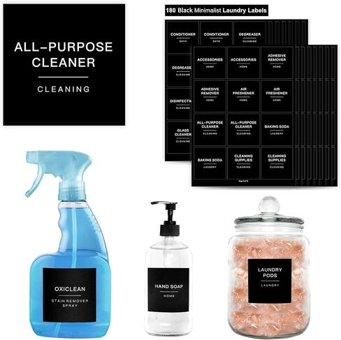 180 Minimalist Laundry Labels for Jars, Laundry Stickers for Containers, Cleaning for Laundry Room Spray Bottles and Household Organization, Waterproof and Easy to Stick and Peel in Saudi Arabia