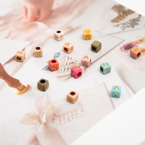 900pcs Square Colorful and Gold Letter Beads Acrylic 6x6mm Cube Beads for Bracelets Necklaces and Jewelry Making Alphabet Bead in Saudi Arabia