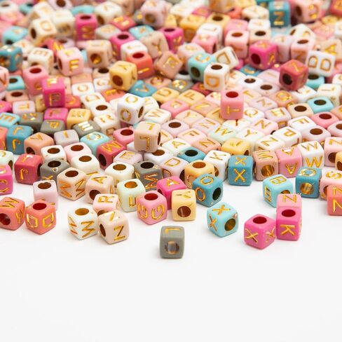 900pcs Square Colorful and Gold Letter Beads Acrylic 6x6mm Cube Beads for Bracelets Necklaces and Jewelry Making Alphabet Bead in Saudi Arabia