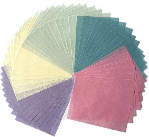 50 Sheets A4 Natural Fiber Mulberry Tree Mulberry Paper Sheets Art Tissue Washi Paper Design Craft Art Origami Suppliers Card Making DIY Crafts (Black, A4) in Kuwait