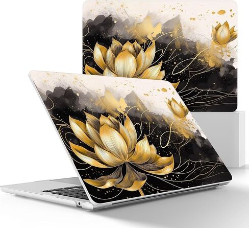 May Chen for MacBook Air M4 M3 M2 13.6 inch Case 2025 2024 2023 2022 Release, Models: A3240 A3113 A2681, Flexible Plastic Case for M4 13.6" Laptop, Hard Shell with Keyboard Cover, Golden Lotus in Kuwait
