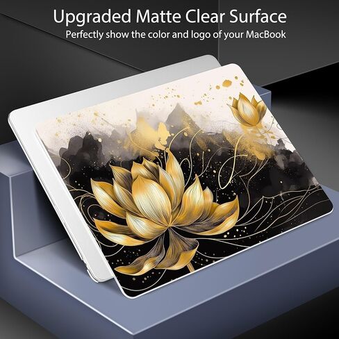 May Chen for MacBook Air M4 M3 M2 13.6 inch Case 2025 2024 2023 2022 Release, Models: A3240 A3113 A2681, Flexible Plastic Case for M4 13.6" Laptop, Hard Shell with Keyboard Cover, Golden Lotus in Kuwait