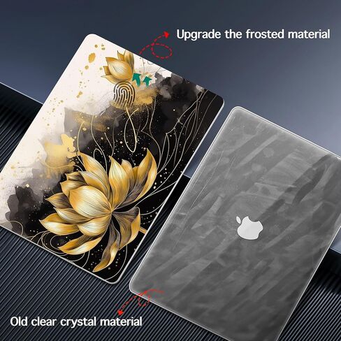May Chen for MacBook Air M4 M3 M2 13.6 inch Case 2025 2024 2023 2022 Release, Models: A3240 A3113 A2681, Flexible Plastic Case for M4 13.6" Laptop, Hard Shell with Keyboard Cover, Golden Lotus in Kuwait