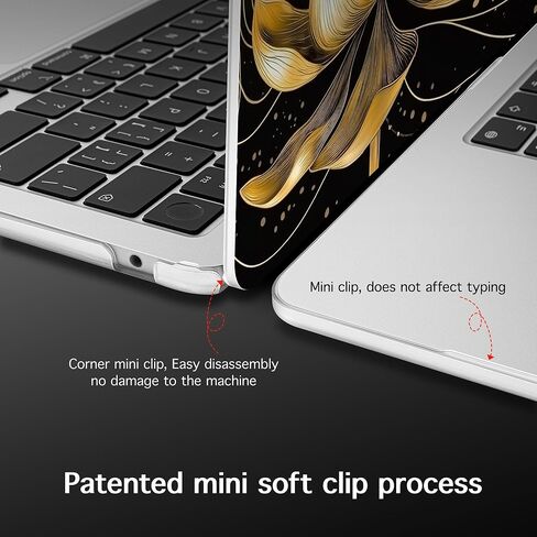 May Chen for MacBook Air M4 M3 M2 13.6 inch Case 2025 2024 2023 2022 Release, Models: A3240 A3113 A2681, Flexible Plastic Case for M4 13.6" Laptop, Hard Shell with Keyboard Cover, Golden Lotus in Kuwait
