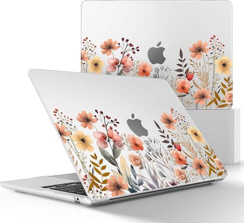 May Chen for MacBook Air M4 M3 M2 13.6 inch Case 2025 2024 2023 2022 Release, Models: A3240 A3113 A2681, Flexible Plastic Case for M4 13.6" Laptop, Hard Shell with Keyboard Cover, Golden Lotus in Kuwait