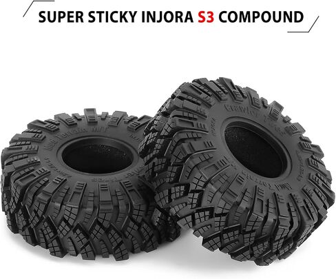 INJORA 1.9 S3 Tires Kraken Claw Mud Terrain Wheel Tires for FCX10 Axial SCX10 Pro SCX10 UTB18 TRX4 Redcat Gen8 7VS4-10 1/10 RC Crawler Car in Kuwait