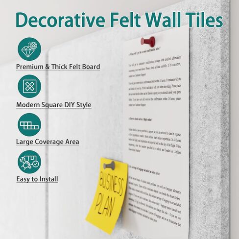 لوحة Cork Board للجدار: لوحة نشرة كبيرة جدًا للمكتب - البلاط السميك البالغ 0.5 بوصة 6 PCS مربعات لوحة دبوس رمادية لاصق in Kuwait