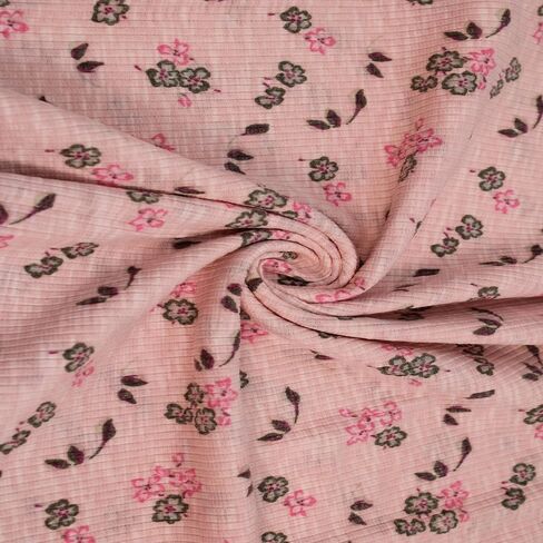 Stylish FABRIC 55" Wide-Printed 4x2 Slub Poly Cotton Spandex Fabric by The Yard, Soft Stretchy Material for Dresses, Loungewear, Headbands, Activewear, School, and DIY Project, Blush Pine 2 Yards in Saudi Arabia