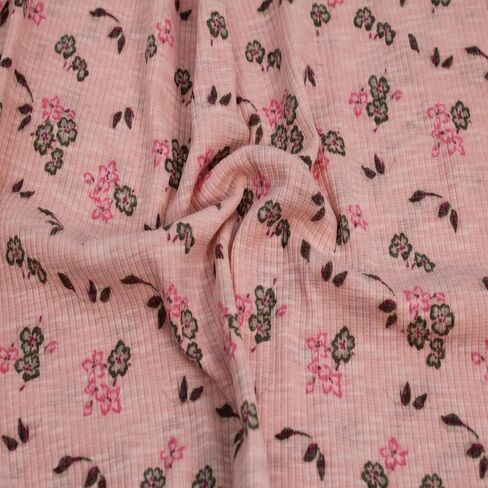 Stylish FABRIC 55" Wide-Printed 4x2 Slub Poly Cotton Spandex Fabric by The Yard, Soft Stretchy Material for Dresses, Loungewear, Headbands, Activewear, School, and DIY Project, Blush Pine 2 Yards in Saudi Arabia