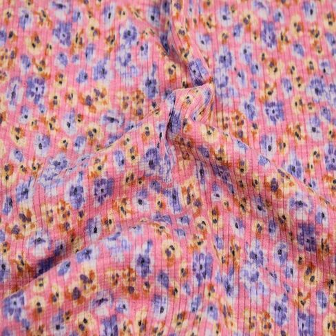 Stylish FABRIC 55" Wide-Printed 4x2 Slub Poly Cotton Spandex Fabric by The Yard, Soft Stretchy Material for Dresses, Loungewear, Headbands, Activewear, School, and DIY Project, Blush Pine 2 Yards in Saudi Arabia