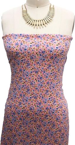 Stylish FABRIC 55" Wide-Printed 4x2 Slub Poly Cotton Spandex Fabric by The Yard, Soft Stretchy Material for Dresses, Loungewear, Headbands, Activewear, School, and DIY Project, Blush Pine 2 Yards in Saudi Arabia