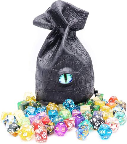 Haxtec Dragon Dice Bag Dungeons and Dragons Gift Drawstring Leather DND Dice Pouch Storage Bag for D&D Dice, Coins and Accessories (Blue Eye) in Saudi Arabia