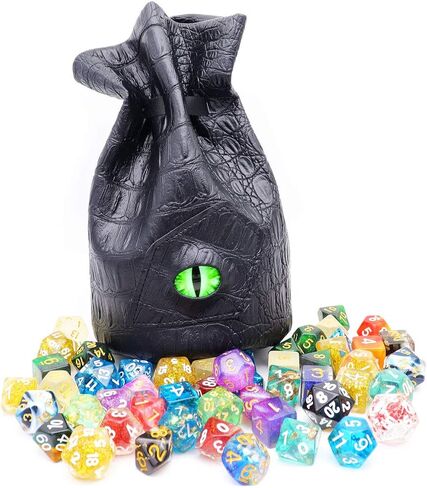 Haxtec Dragon Dice Bag Dungeons and Dragons Gift Drawstring Leather DND Dice Pouch Storage Bag for D&D Dice, Coins and Accessories (Blue Eye) in Saudi Arabia