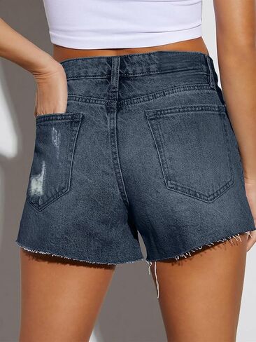 JMITHA Women's High Waisted Denim Shorts Distressed Raw Edge Stretch Denim Jean Shorts in Kuwait