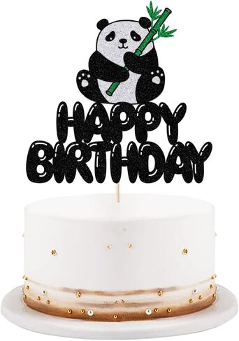 LVEUD Panda Happy Birthday Cake topper Panda Cake Topper Happy Birthday Bear Cake Decorations for Kids Girls Boys Panda Theme Birthday Baby Shower Party Supplies in Kuwait