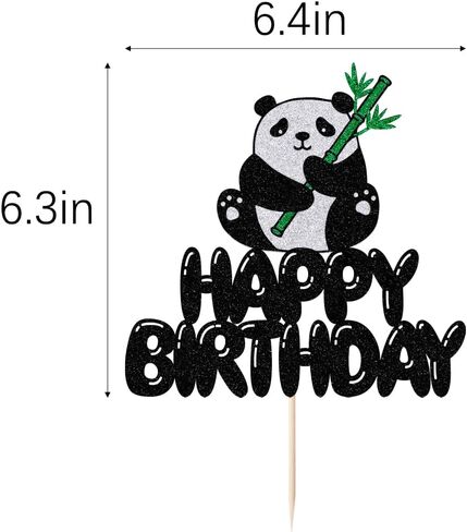 LVEUD Panda Happy Birthday Cake topper Panda Cake Topper Happy Birthday Bear Cake Decorations for Kids Girls Boys Panda Theme Birthday Baby Shower Party Supplies in Kuwait