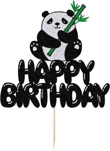 LVEUD Panda Happy Birthday Cake topper Panda Cake Topper Happy Birthday Bear Cake Decorations for Kids Girls Boys Panda Theme Birthday Baby Shower Party Supplies in Kuwait