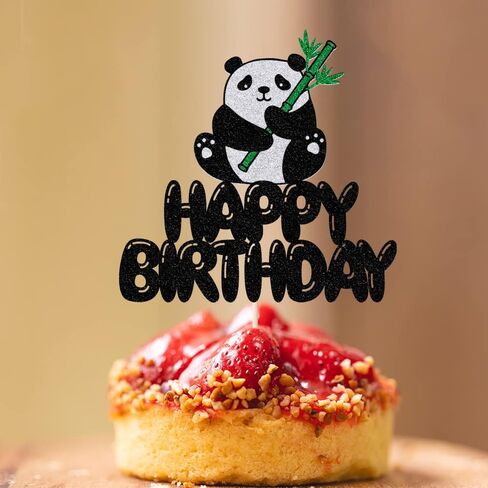 LVEUD Panda Happy Birthday Cake topper Panda Cake Topper Happy Birthday Bear Cake Decorations for Kids Girls Boys Panda Theme Birthday Baby Shower Party Supplies in Kuwait