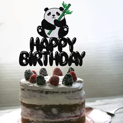 LVEUD Panda Happy Birthday Cake topper Panda Cake Topper Happy Birthday Bear Cake Decorations for Kids Girls Boys Panda Theme Birthday Baby Shower Party Supplies in Kuwait