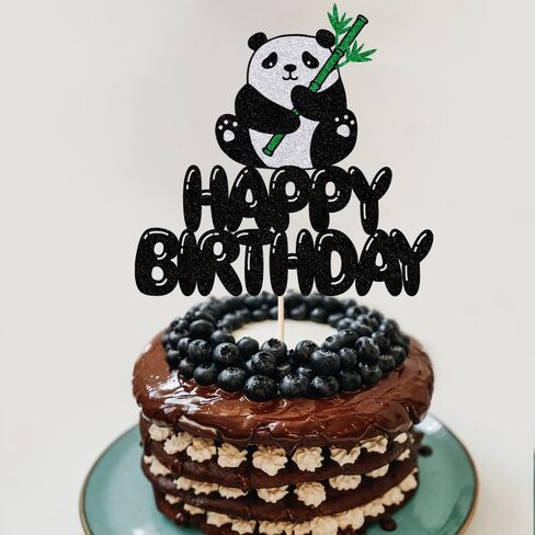 LVEUD Panda Happy Birthday Cake topper Panda Cake Topper Happy Birthday Bear Cake Decorations for Kids Girls Boys Panda Theme Birthday Baby Shower Party Supplies in Kuwait