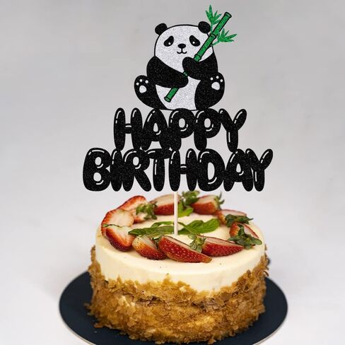 LVEUD Panda Happy Birthday Cake topper Panda Cake Topper Happy Birthday Bear Cake Decorations for Kids Girls Boys Panda Theme Birthday Baby Shower Party Supplies in Kuwait