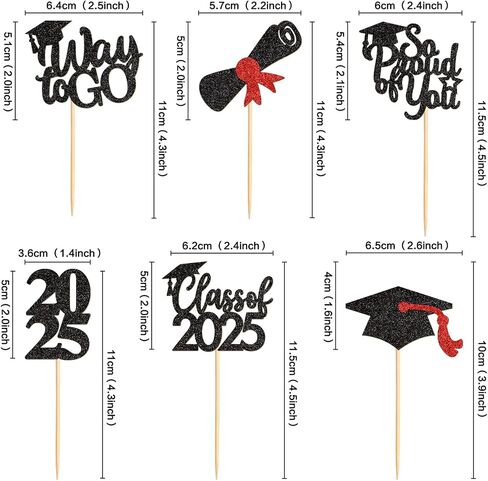 24 Pack 2025 Cupcake Toppers Toppers So Proure to You Way To Go Class of 2024 Cupcake Picks Congrate Thread for 2025 Threat theme Birthday Party Supplies Way To Go (Way to Black) in Kuwait