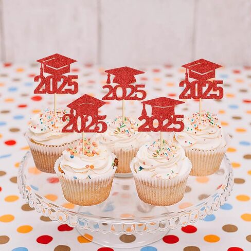 24 Pack 2025 Cupcake Toppers Toppers So Proure to You Way To Go Class of 2024 Cupcake Picks Congrate Thread for 2025 Threat theme Birthday Party Supplies Way To Go (Way to Black) in Kuwait