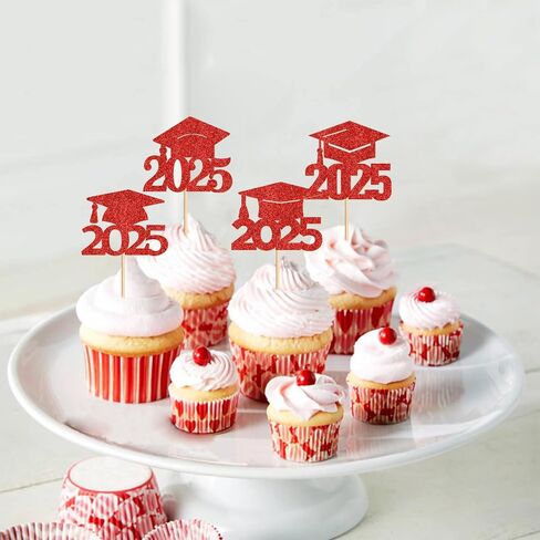 24 Pack 2025 Cupcake Toppers Toppers So Proure to You Way To Go Class of 2024 Cupcake Picks Congrate Thread for 2025 Threat theme Birthday Party Supplies Way To Go (Way to Black) in Kuwait