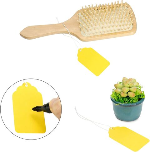 QWORK Price Tags, 500 Pcs Yellow Paper Gift Tags with String, 2.76" x 1.69" Blank Marking Tags Writable Labels, Merchandise Hang Tags in Saudi Arabia