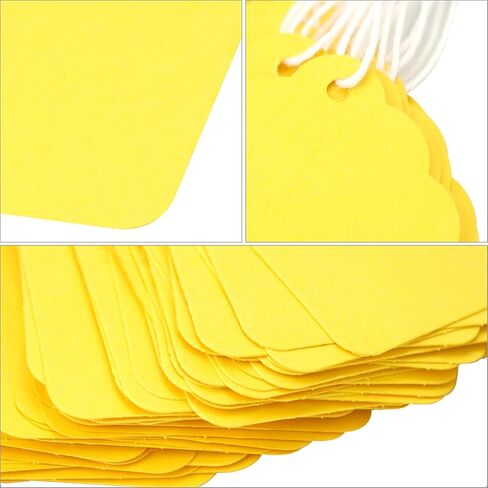 QWORK Price Tags, 500 Pcs Yellow Paper Gift Tags with String, 2.76" x 1.69" Blank Marking Tags Writable Labels, Merchandise Hang Tags in Saudi Arabia