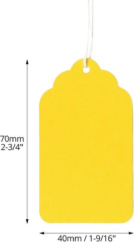 QWORK Price Tags, 500 Pcs Yellow Paper Gift Tags with String, 2.76" x 1.69" Blank Marking Tags Writable Labels, Merchandise Hang Tags in Saudi Arabia