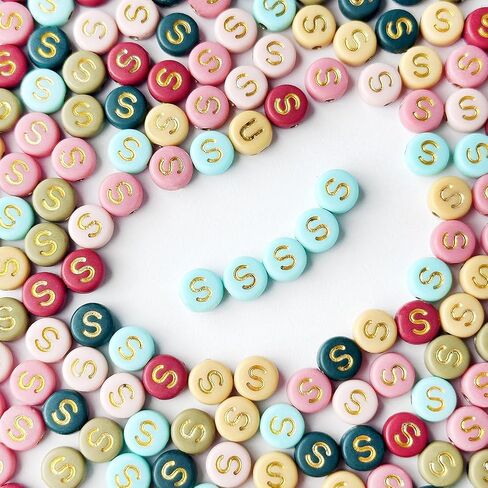 حبات خطاب مستديرة 200pcs ، 4x7mm ملونة الأبجدية حبات الخرزات S Beads مع رسائل لصنع سوار صنع المجوهر in Kuwait