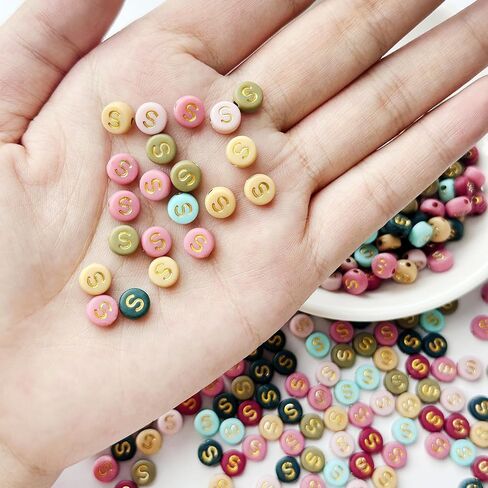 حبات خطاب مستديرة 200pcs ، 4x7mm ملونة الأبجدية حبات الخرزات S Beads مع رسائل لصنع سوار صنع المجوهر in Kuwait