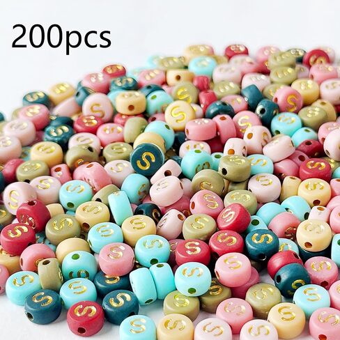 حبات خطاب مستديرة 200pcs ، 4x7mm ملونة الأبجدية حبات الخرزات S Beads مع رسائل لصنع سوار صنع المجوهر in Kuwait