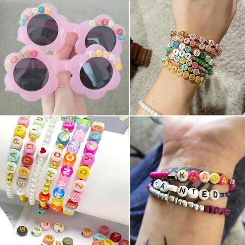 حبات خطاب مستديرة 200pcs ، 4x7mm ملونة الأبجدية حبات الخرزات S Beads مع رسائل لصنع سوار صنع المجوهر in Kuwait